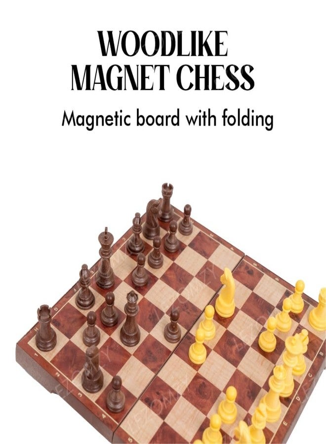 Sell Pluse Magnetic Chess Board Educational Toys Travel Chess Set with Folding Board for Kids and Adults Indoor Outdoor Educational Travel Toys Wooden Color (Brown Chess) (10 * 10 inch) - Image 2